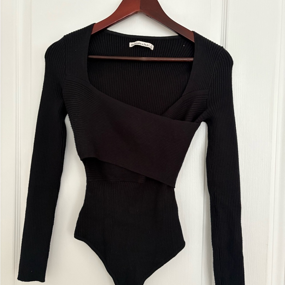 Elegant Black Ribbed Women's bodysuit